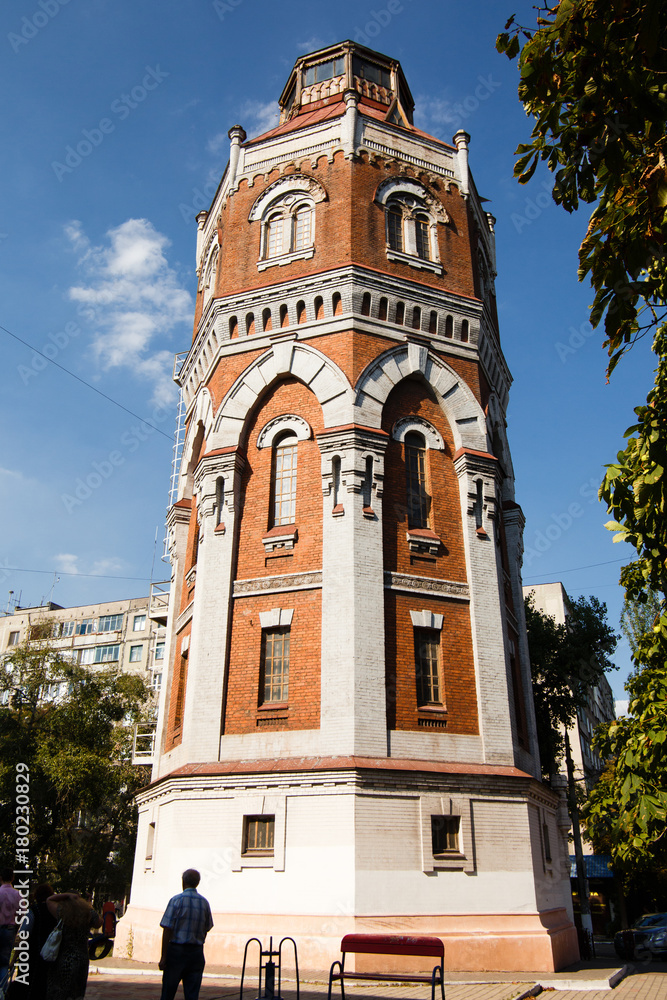Ukraine. Mariupol. The old water tower is an architectural monument of Mariupol