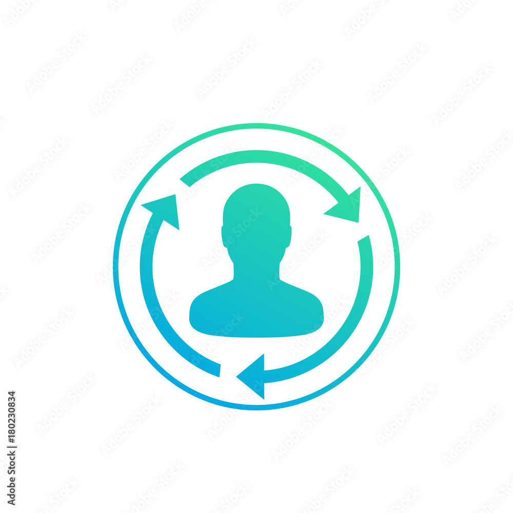 Staff rotation icon, green on white Staff rotation icon, green on white