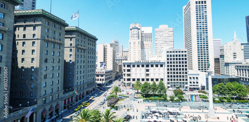 Photography SAN FRANCISCO - AUGUST 5, 2017: Aerial view of Union Square skyline on a sunny day