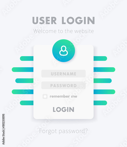 User Login window design, page vector template
