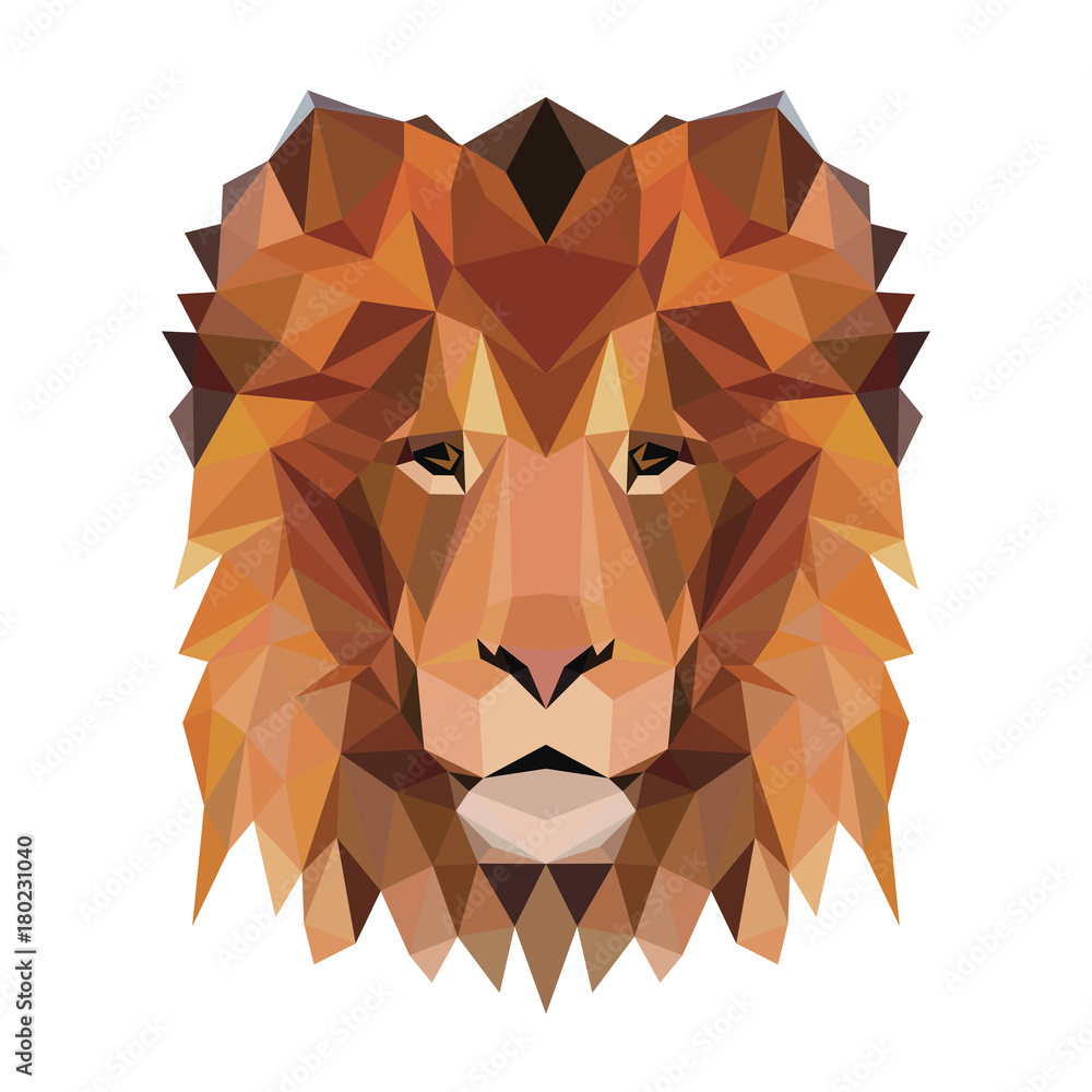 Vector polygonal lion isolated on white. Low poly cat illustration. Color  vector simple animal predator image. Stock-Vektorgrafik | Adobe Stock