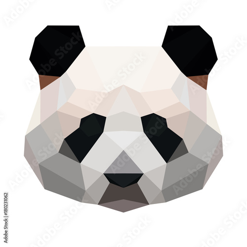 Vector polygonal panda isolated on white. Low poly bear illustration. Color vector simple animal image.