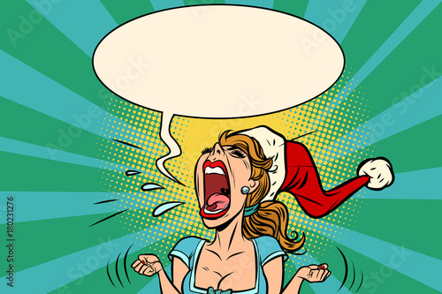 panic rage anger screaming Santa girl