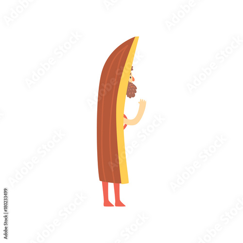 Freak man character in funny boat costume, freaky masquerade or carnival costume, creative party in crazy style cartoon vector Illustration