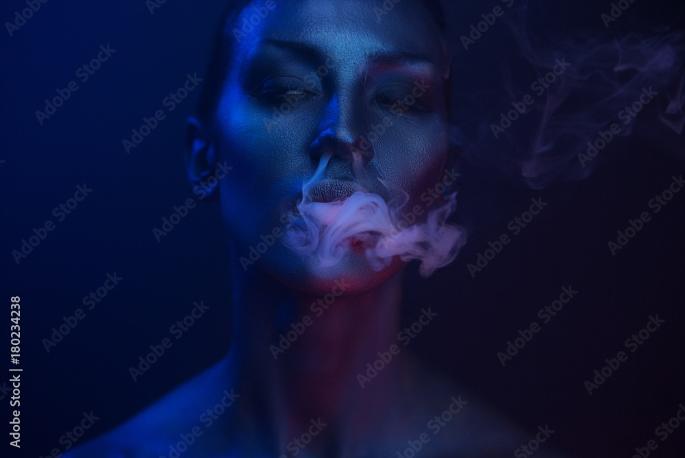 Vape Party, Nightlife. Beautiful Sexy Woman smoking Vape Party, Nightlife. Beautiful Sexy Woman smoking