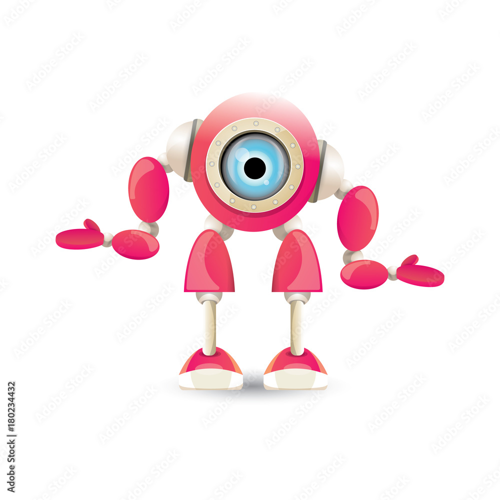 Funny kid robot showing ok Royalty Free Vector Image