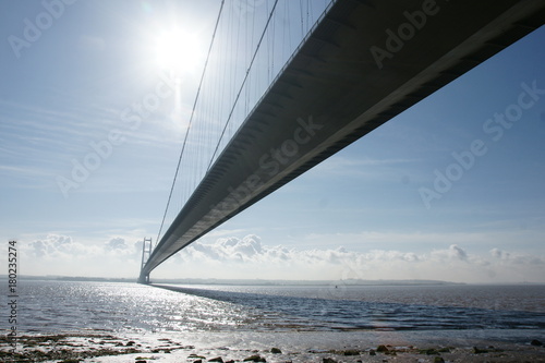 Humber estuary, humber bridge in the fog photo