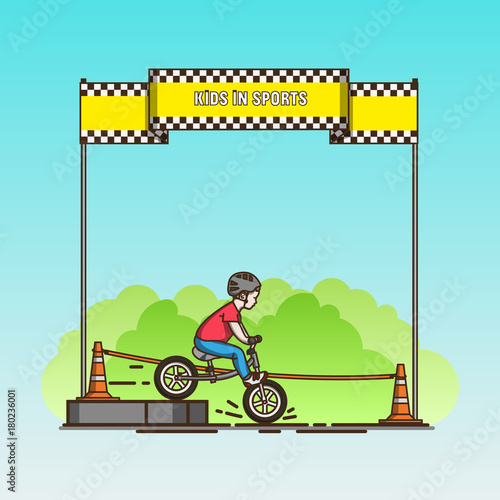 Illustration of a child riding on the balance bike from a border photo