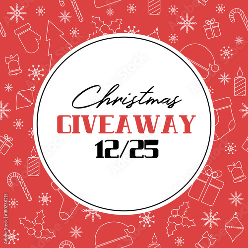 Christmas giveaway vector card on red background