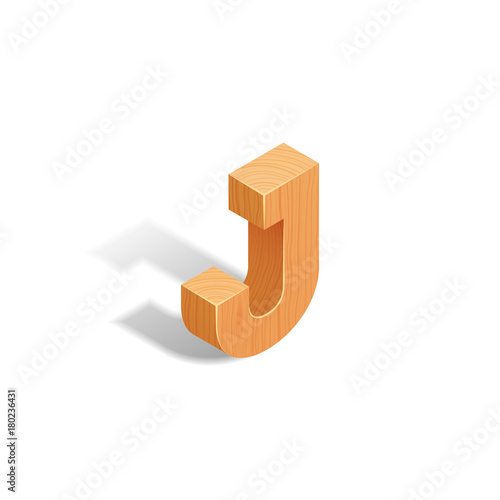 Isometric wooden letter A with shadow.