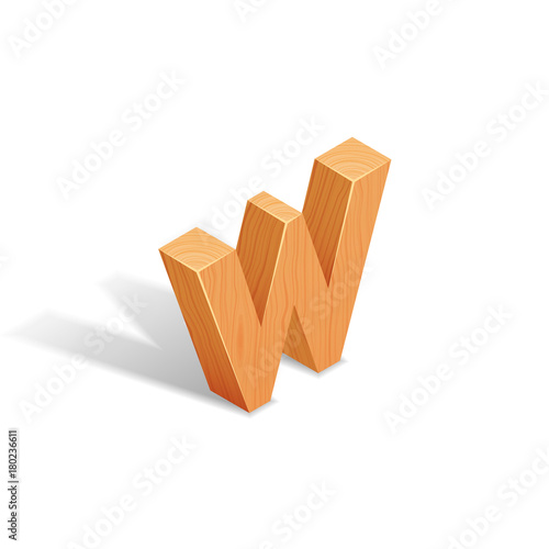 Isometric wooden letter A with shadow.