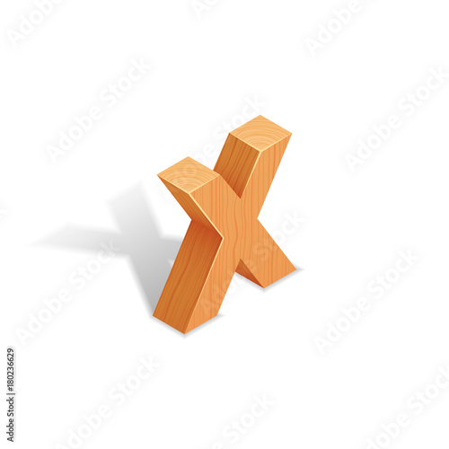 Isometric wooden letter A with shadow.