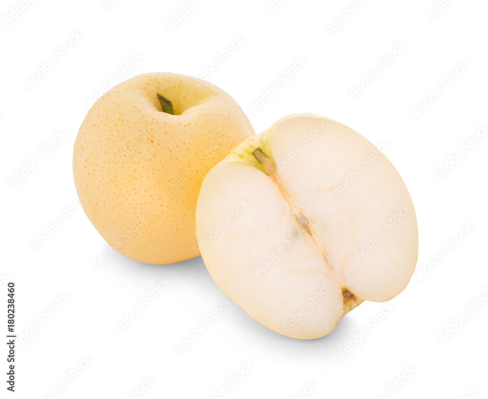 Pears - Asian Pears isolated on white background. Pears an ancient fruit and bearing yellow juicy fruit in spring is delicious fresh. Pears - Asian Pears isolated on white background. Pears an ancient fruit and bearing yellow juicy fruit in spring is delicious fresh.