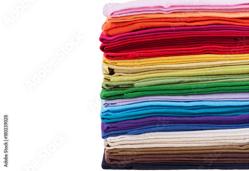 Stack of multicolored linen fabric