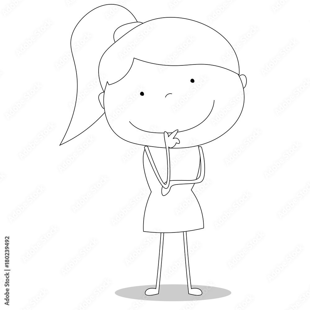 Girl thinking, cartoon style illustration Girl thinking, cartoon style illustration