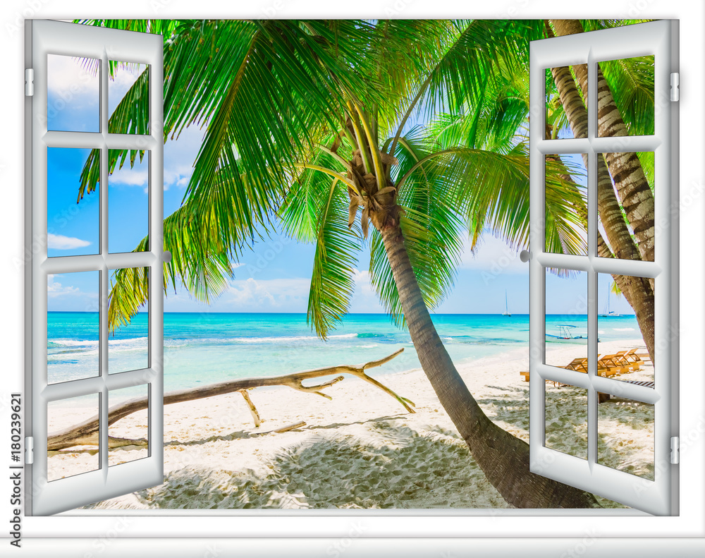 Fototapeta Ocean widok okno Karaibska republika dominikańska