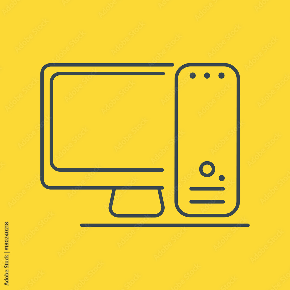 Desktop icon on yellow background. Modern simple flat device sign. Vector illustration. Desktop icon on yellow background. Modern simple flat device sign. Vector illustration.