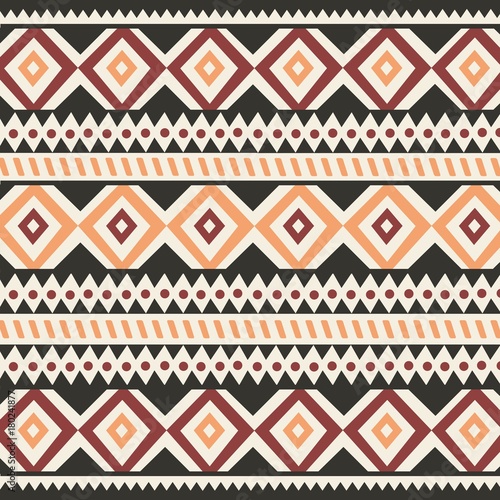 Tribal ethnic colorful bohemian pattern with geometric elements, African mud cloth, tribal design