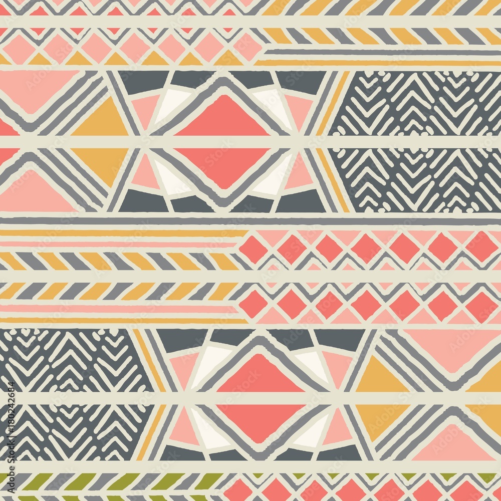 Tribal ethnic colorful bohemian pattern with geometric elements, African mud cloth, tribal design Tribal ethnic colorful bohemian pattern with geometric elements, African mud cloth, tribal design