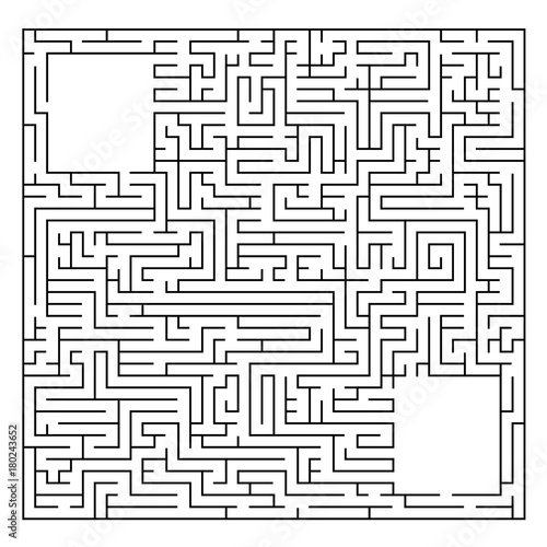 Complex maze puzzle game (high level of difficulty). Labyrinth with free space (empty panel) for your character or text 