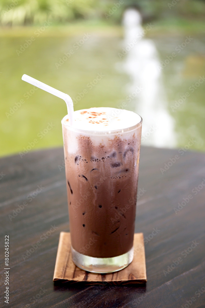 Iced chocolate on table Iced chocolate on table