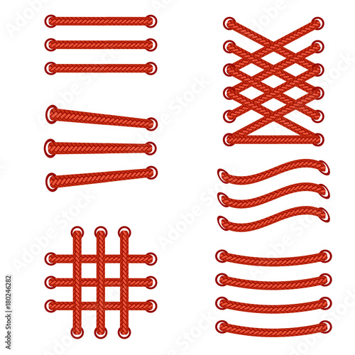 Set of red shoelace