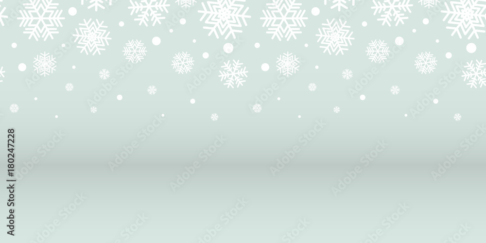 Fototapeta premium Abstract silver and white snowflakes christmas background, vector illustration