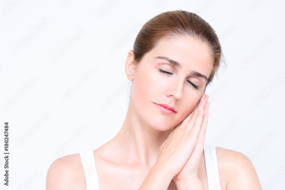 Face with closed eyes of a beautiful woman Face with closed eyes of a beautiful woman