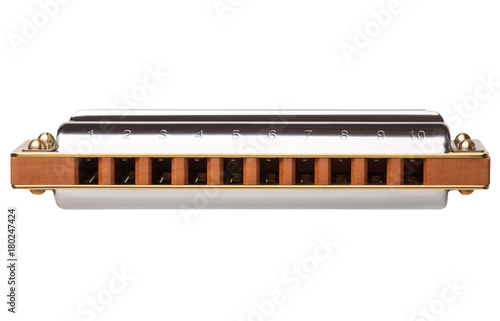 Diatonic harmonica isolated on white background photo