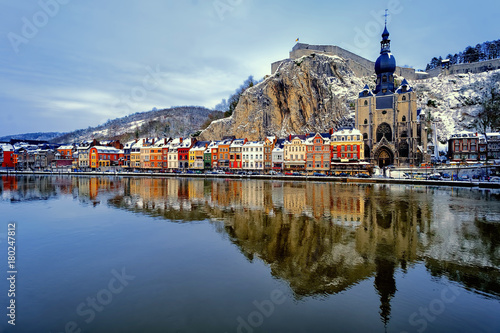 Canvas Print The citadel, Collegiate Church and Meuse, Dinant, Belgium