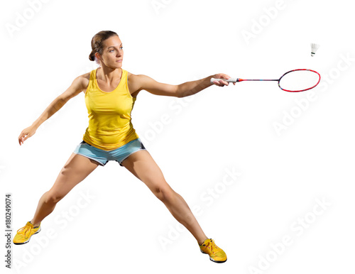 Young woman badminton player