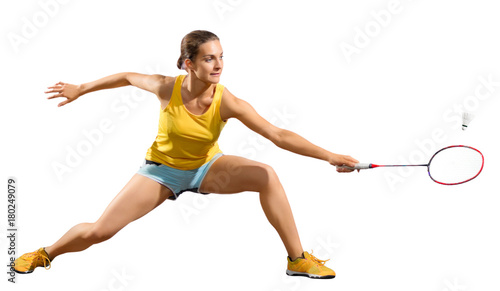 Young woman badminton player