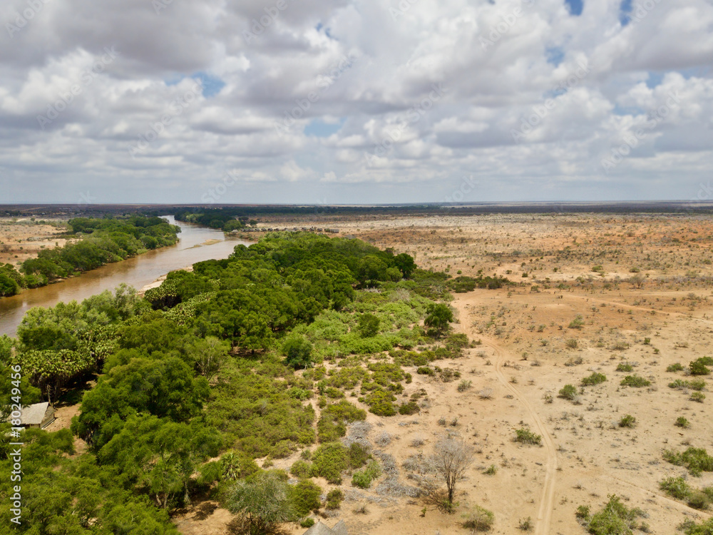 River in savanna Tsavo National Park River in savanna Tsavo National Park