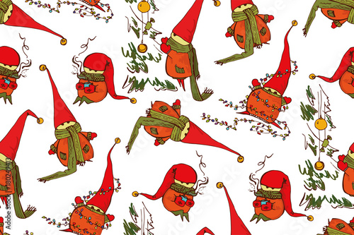 Funny and plump New Year's elves in knitted scarves will create a festive mood.
