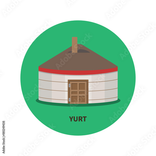 The image of Kazakh and Kyrgyz and Mongolian yurts, the nomadic house of Asian peoples