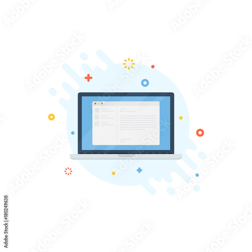 Laptop with open browser on shape abstract background