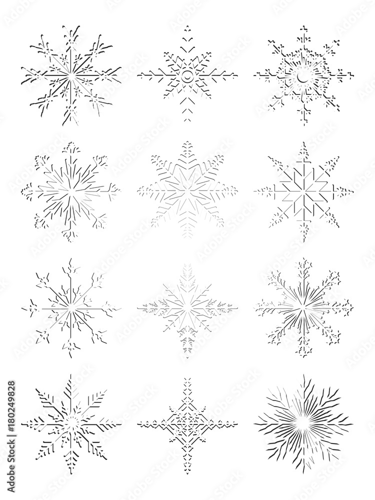 Patterned white snowflakes on a white background Patterned white snowflakes on a white background