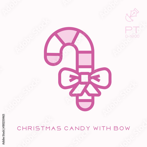 Line icon christmas candy with bow