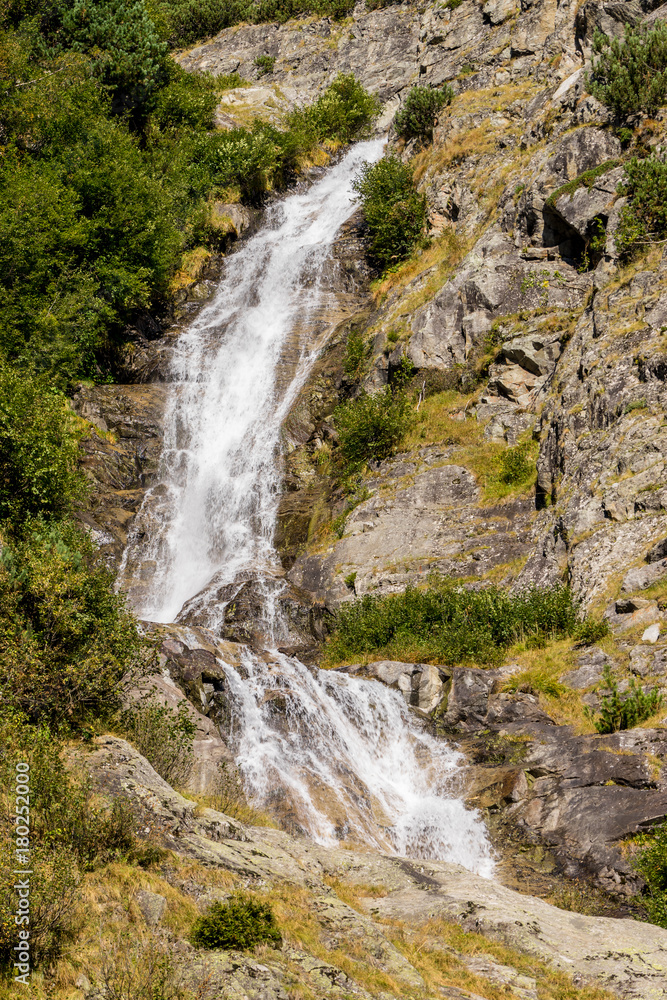 Mountains and peaks landscape. Stubaier Gletscher covered with glaciers and snow, natural environment. Hiking in the Stubai Alps. Ski resort in Tirol, Austria, Europe