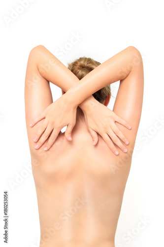 Woman is showing her back
