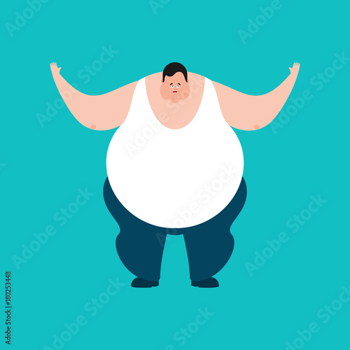 Fat happy. Stout guy merryl emoji. Vector illustration photo