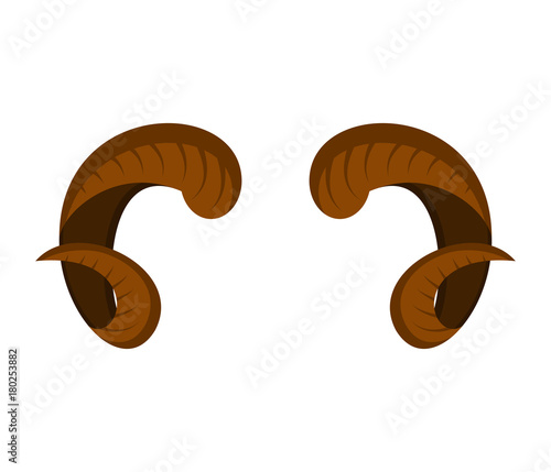 Horns ram template isolated. Farm animal Vector illustration