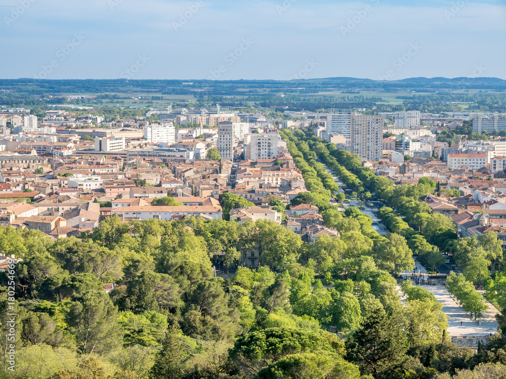 Cityscape view of Nimes, France
