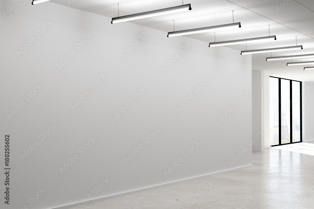 Concrete interior with empty wall - obrazy, fototapety, plakaty 