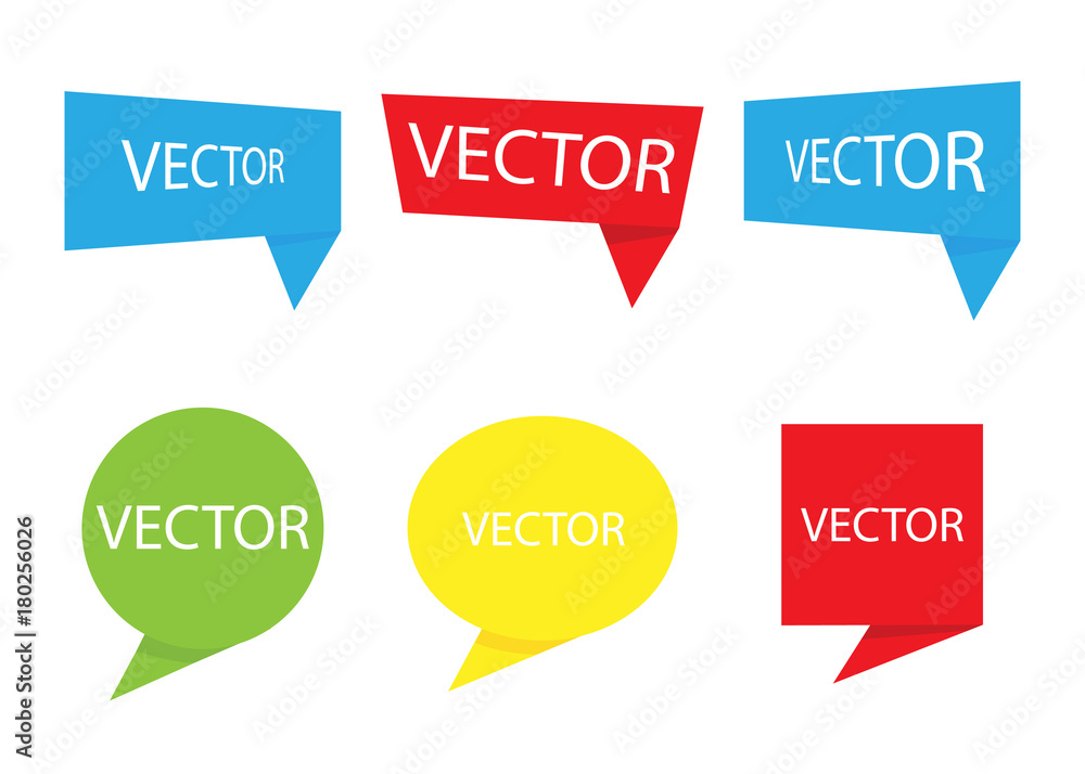 Set of vector banner. Annotation ribbon. Speech bubble isolated on white background. Vector illustration. Set of vector banner. Annotation ribbon. Speech bubble isolated on white background. Vector illustration.
