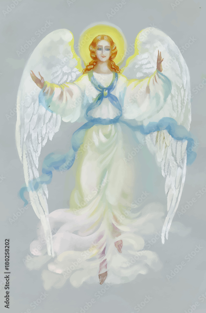 Beautiful angel with wings on grey background. Beautiful angel with wings on grey background.