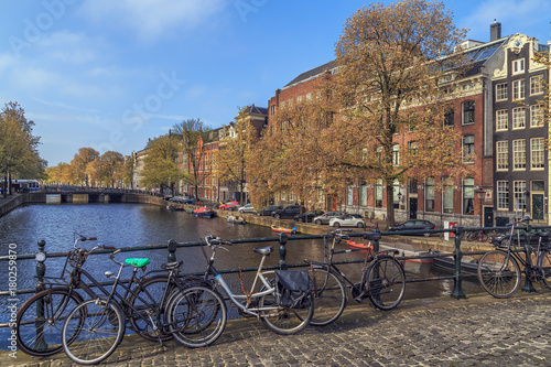 Bikes on the bridge in Amsterdam