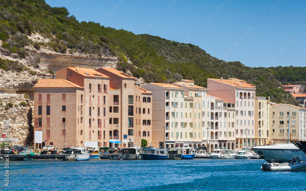 Bonifacio, small resort port city of Corsica island