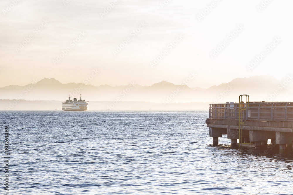 Obraz premium Ferry au large de Seattle