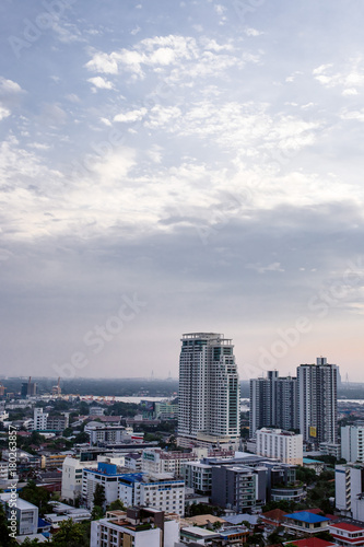 Bangkok Ekamai city buildings with blue sky © sky studio